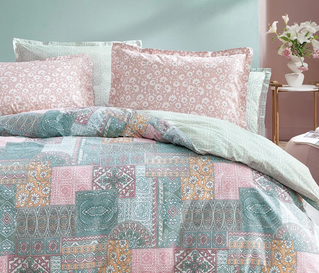 КПБ CIFT KISILIK XL MATILDA RANFORCE NEVRESIM TAKIMI - PEMBE КПБ CIFT KISILIK XL MATILDA RANFORCE NEVRESIM TAKIMI - PEMBE
